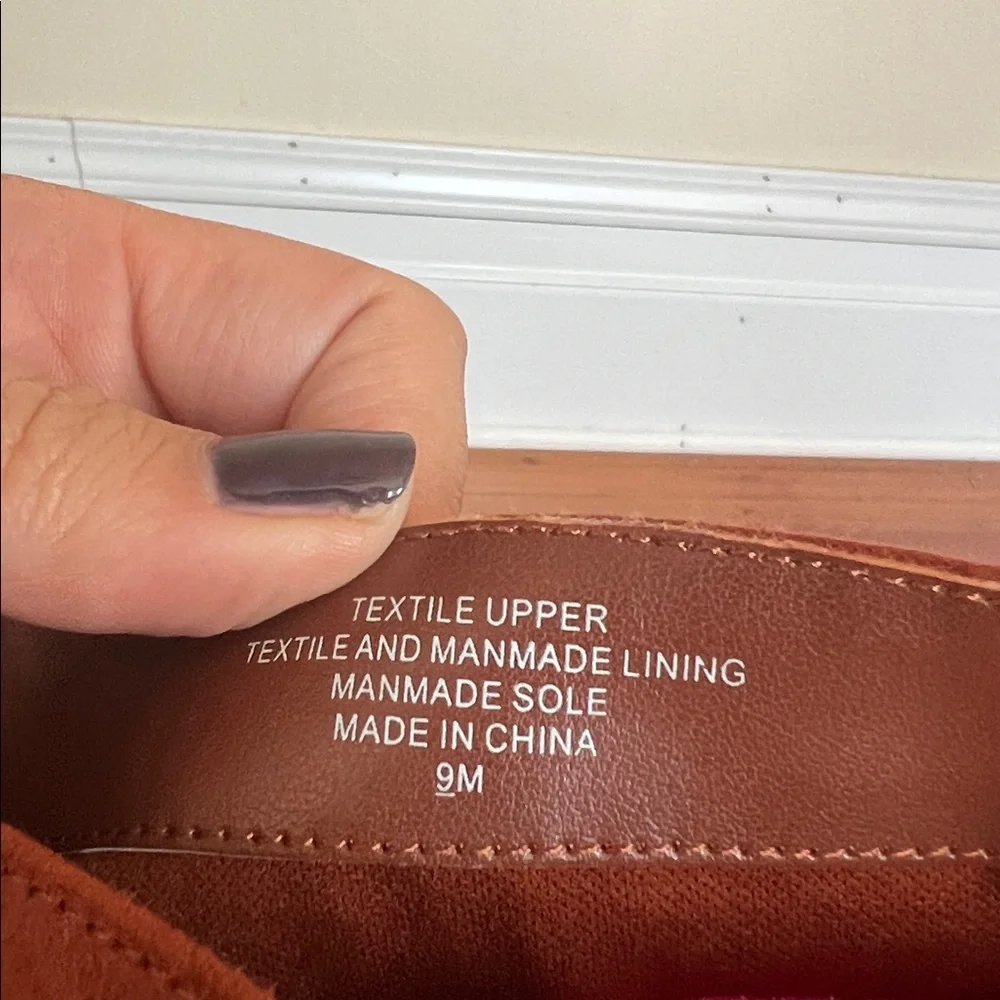 LOFT Chic Tipped Wanderweave Faux Suede Tall Heeled Boot Cognac Size 9 - Picture 10 of 12